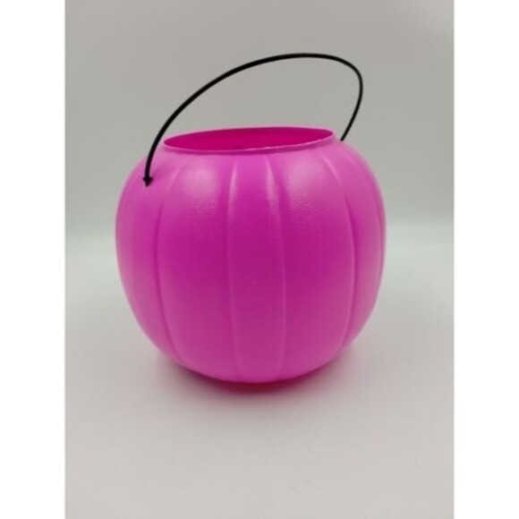 General Foam Pink Blow Mold Pumpkin Jack-O-Lantern Candy Treat Bucket Pa… - Picture 4 of 9